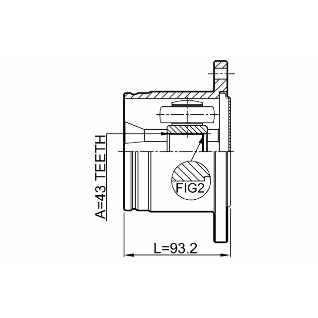 Шрус внутренний задний 43x145 preview 2