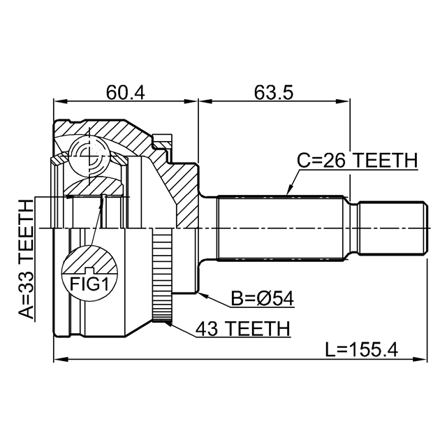 ШРУС внешний 33X54X26 MITSUBISHI CARISMA DA 1995-2003 0410-DG4A43 preview 2