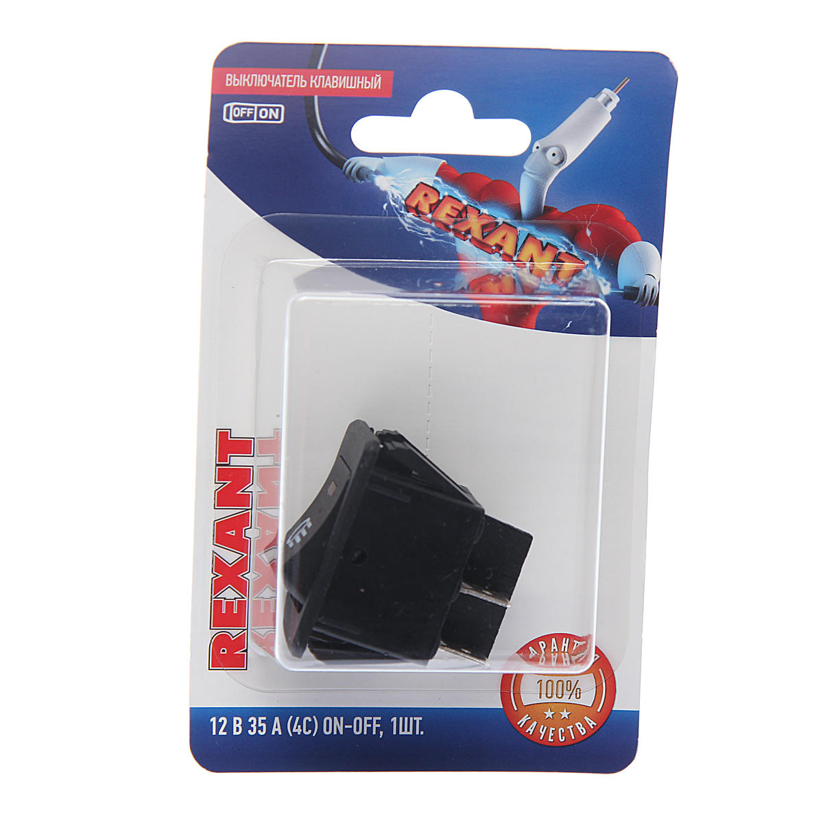 Выключатель клавишный 12V 35А с красной подсветкой REXANT preview 1