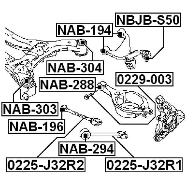 Тяга задняя продольная NISSAN TEANA RUS MAKE J32R 2009.06-2013.12  FEBEST 0225-J32R1 preview 2