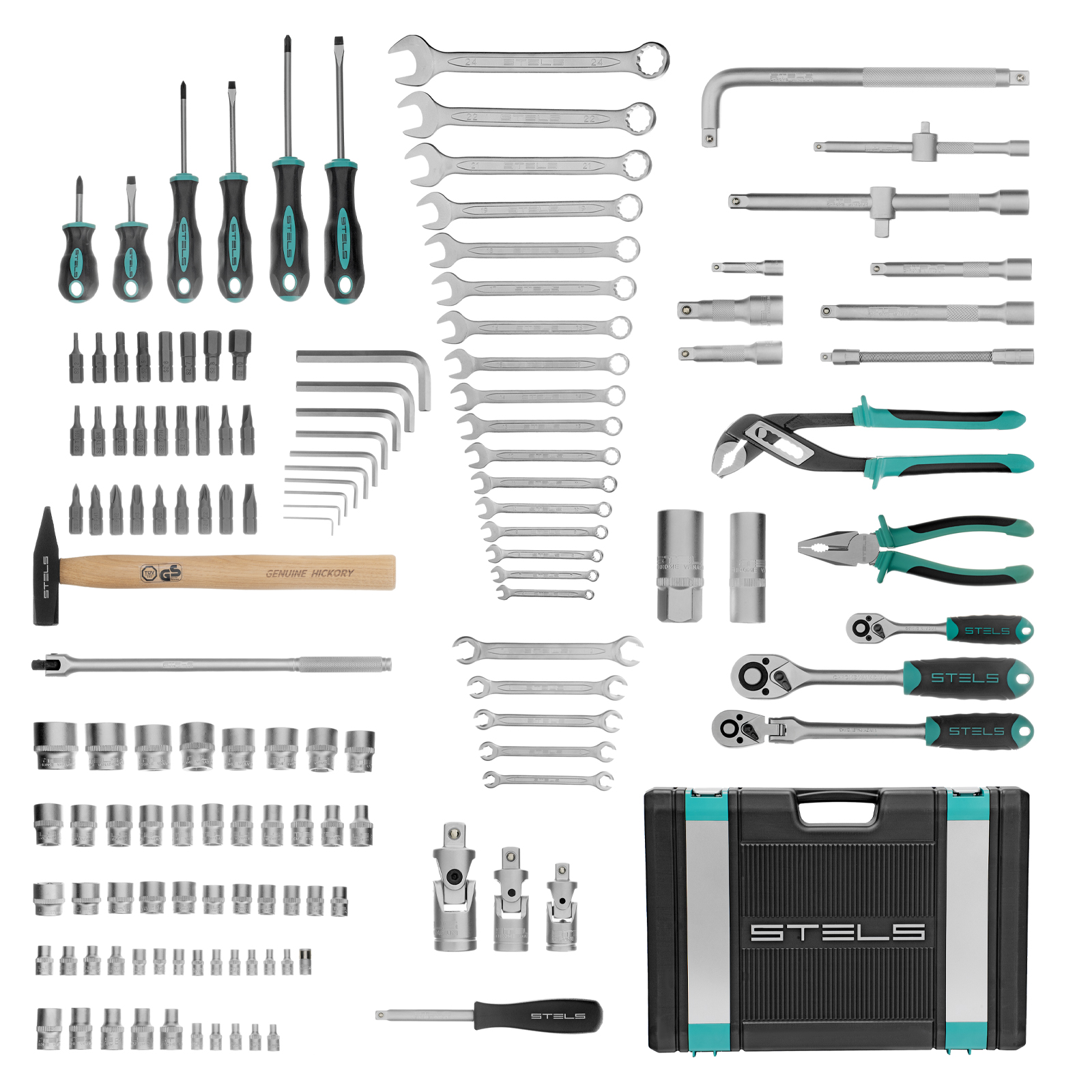 Набор инструментов, 1/2",3/8", 1/4", CrV, пластиковый кейс 142 предм. Stels preview 2