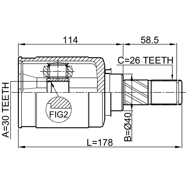 Шрус внутренний левый 30x40x26 preview 2