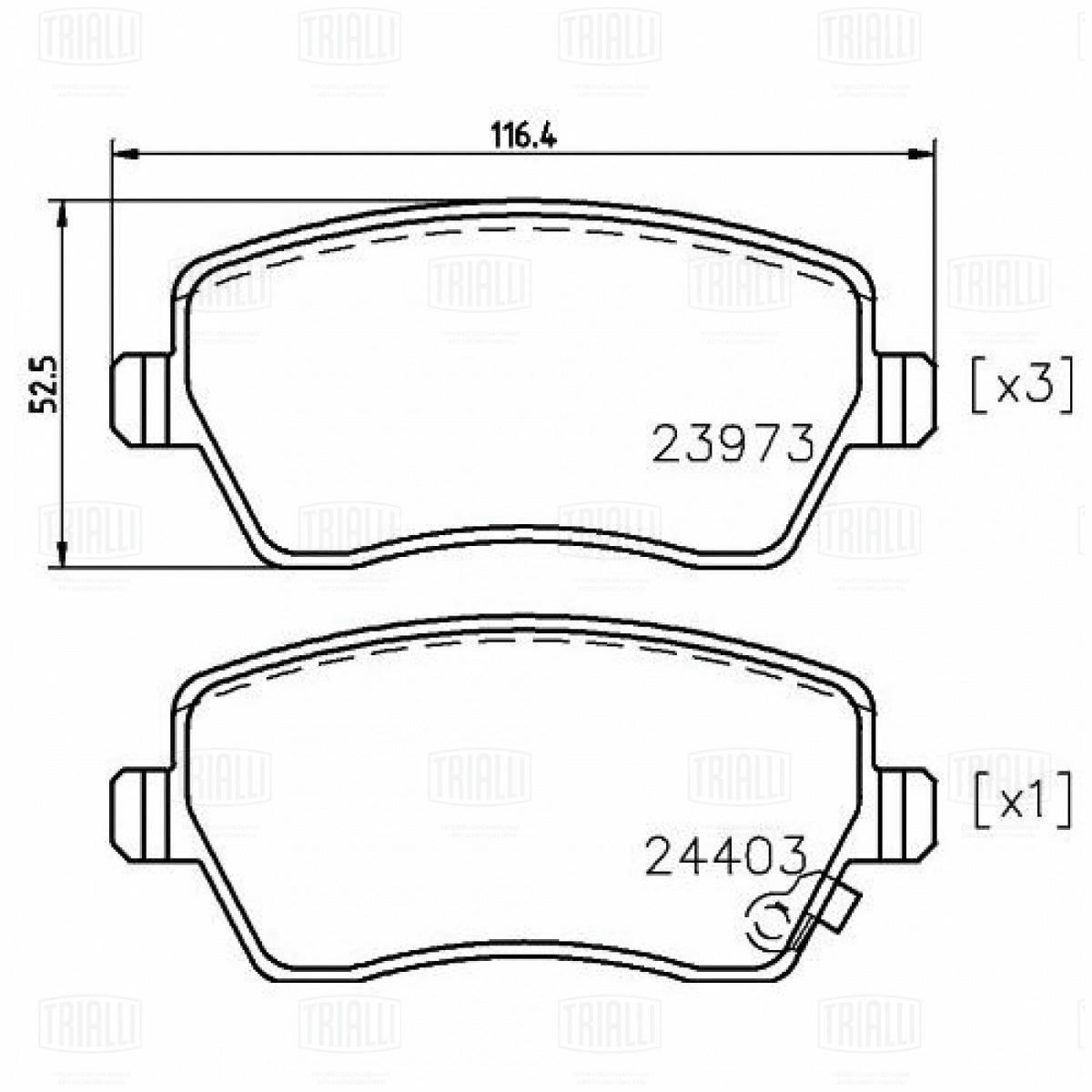 Колодки тормозные передние к-кт TRIALLI PF 4387 preview 3
