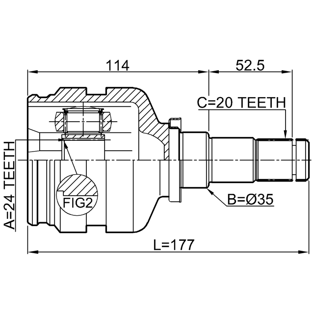 ШРУС внутрен правый 24X35X20 TOYOTA COROLLA VERSO R10 2004-2009 0111-ZNRRH preview 2