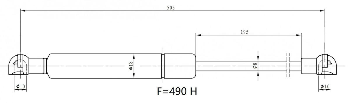 Упор газовый (амортизатор) для а/м Peugeot 207 (06-) универс. (крышки багажника) (GS 2017) preview 3