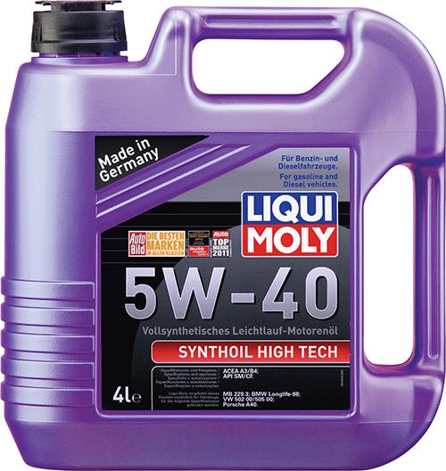 Масло моторное LIQUI MOLY SYNTHOIL HIGH-TECH A3/B4 SN 5W40 4л синт. preview 1