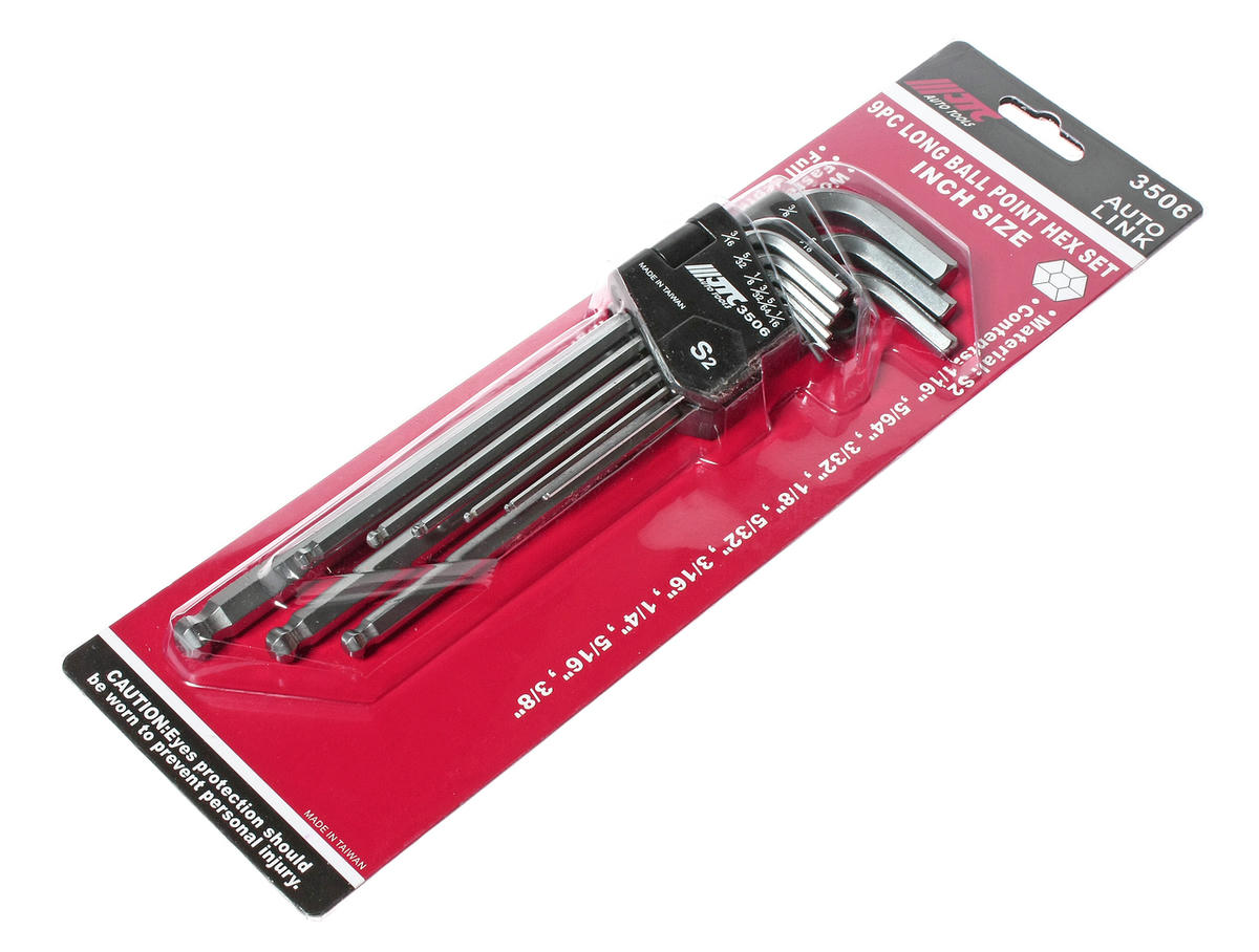 Набор ключей шестигранных удлиненных (Дюймовых) с шаровидным наконечником 1/16"-3/8" 9шт JTC preview 1
