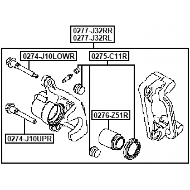 Суппорт тормозной задний FEBEST 0277-J32RR preview 2 Суппорт тормозной задний FEBEST 0277-J32RR preview 2