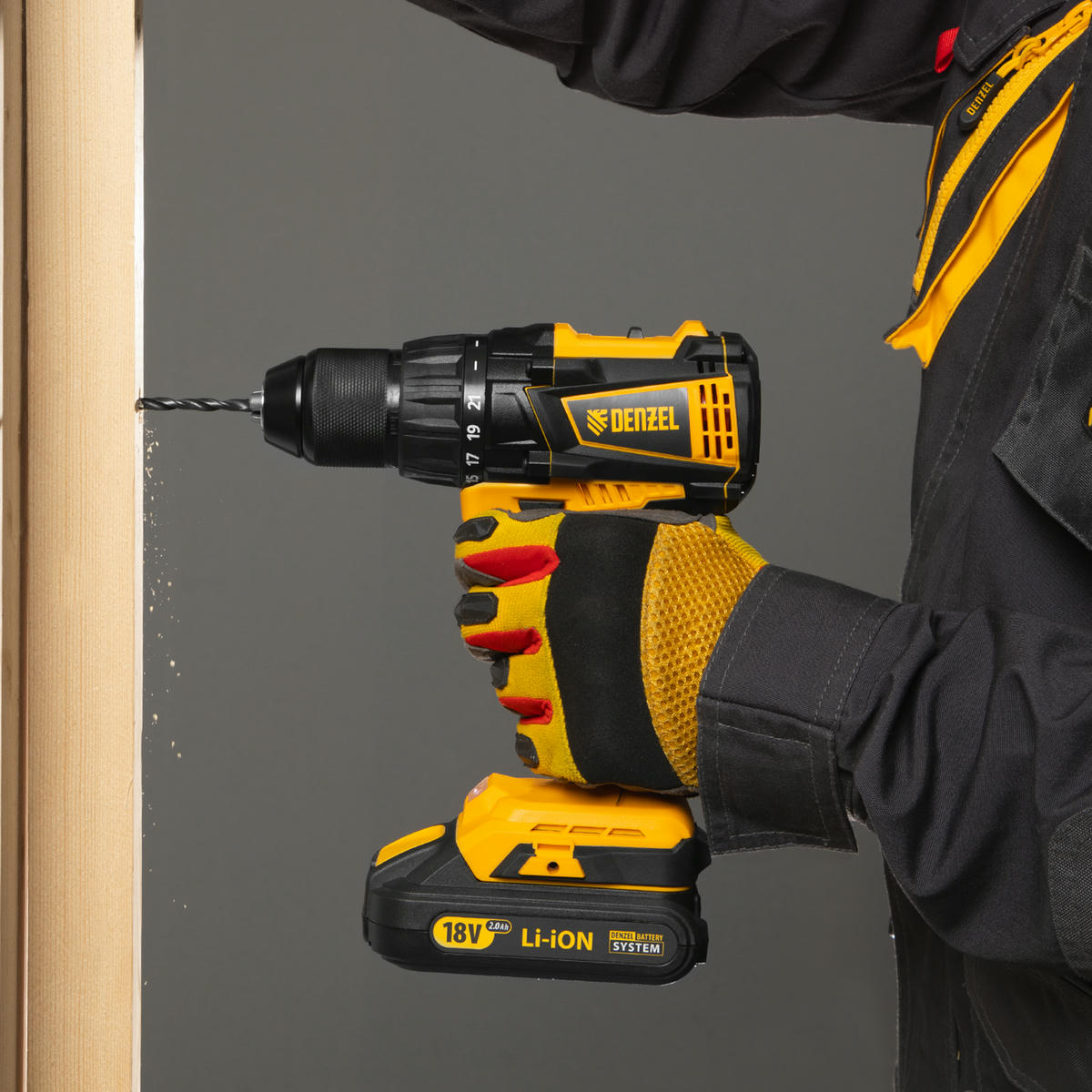 DENZEL 26121 Дрель-шуруповерт аккумуляторный бесщеточный BLDL-IB-18-02, Li-Ion, 18 В, 1.5 А/ч, 2 акб preview 1