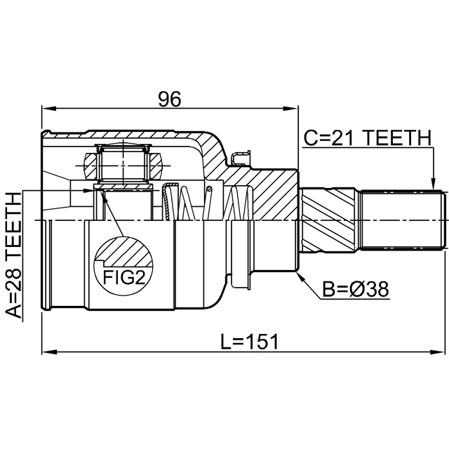 ШРУС ВНУТРЕННИЙ ЗАДНИЙ 28X38X21, шт preview 2