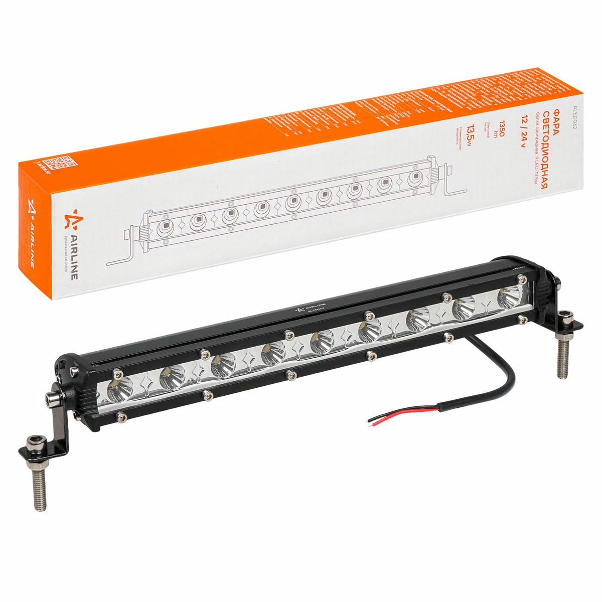 Фара светодиодная (балка) однорядная, 9LED, направленный свет, 13,5W (264x30x47) 12/24V (ALED062) preview 1