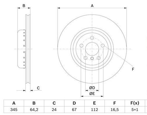 Диск торм. для а/м BMW 5 (G30) (18-)/X3 (G01) (17-)/X4 (G02) (18-) зад. d=345 (окраш.) (DF 190435) preview 3