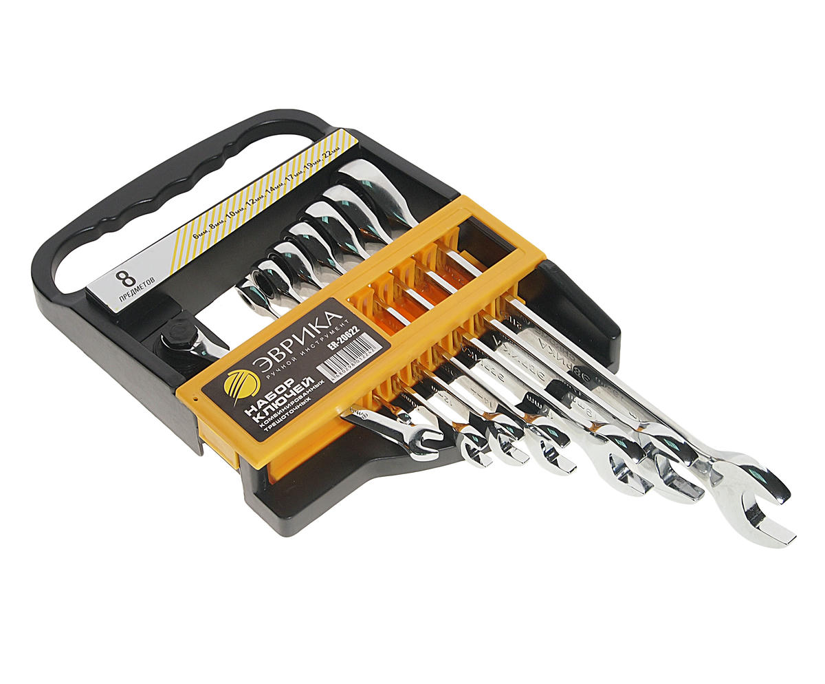 Набор ключей комбинированных 8пр трещоточных ЭВРИКА preview 1