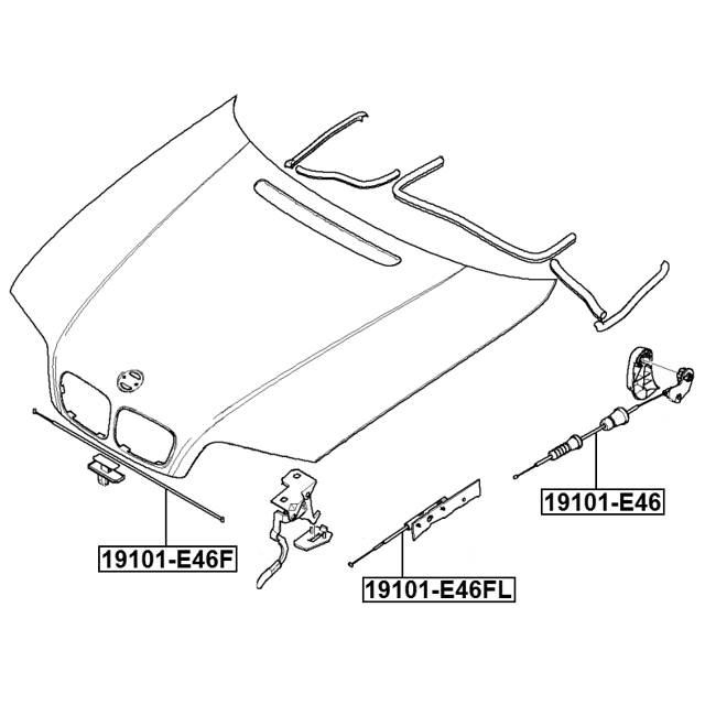 Трос привода открывания замка капота BMW 3 E46 1997-2006 FEBEST 19101-E46FL preview 2 Трос привода открывания замка капота BMW 3 E46 1997-2006 FEBEST 19101-E46FL preview 2