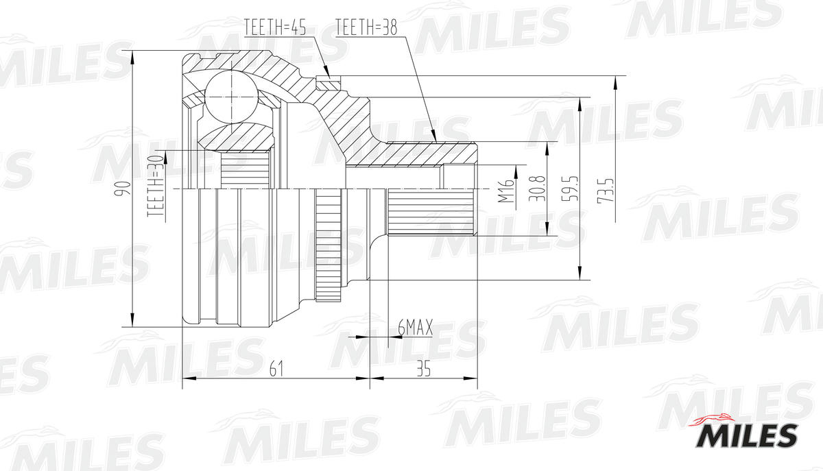 ШРУС AUDI 80/90/100/A6 I 2.0-2.8 88-97 нар. +ABS preview 3