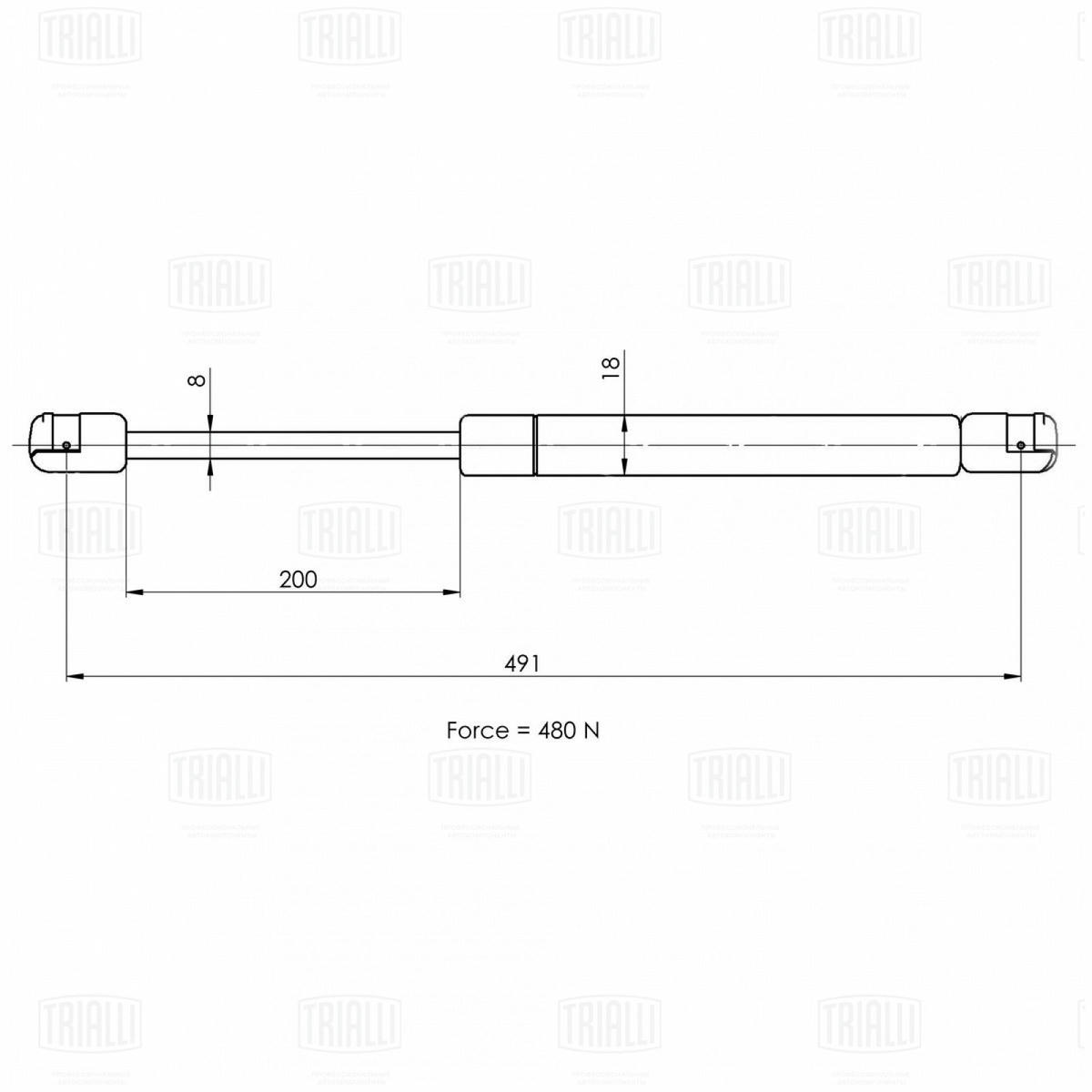Газовый упор багажника TRIALLI GS 1824 preview 2