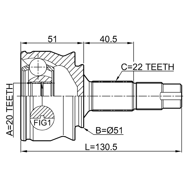 Шрус наружный 20x51x22 preview 2