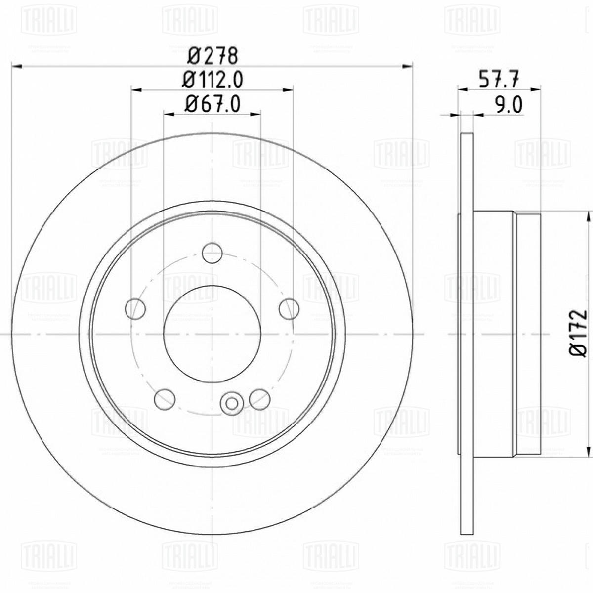 Диск торм. для а/м Mercedes C (W204) (07-) зад. d=278 (окраш.) (DF 250123) preview 3