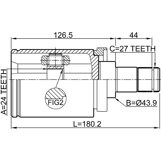 Шрус внутренний L 24x43.9x27 BMW 5 E60 2001-2009 FEBEST 1911-E60LH preview 2