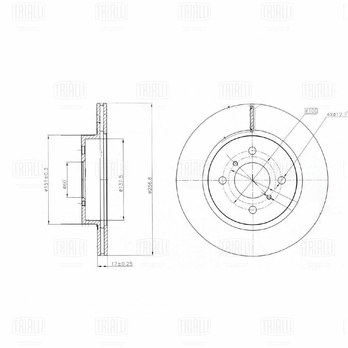 Диск торм. для а/м Chery Kimo/QQ (08-) перед. d=257 (DF 084817) preview 3