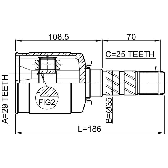ШРУС внутренний FEBEST 0811-B13 preview 2