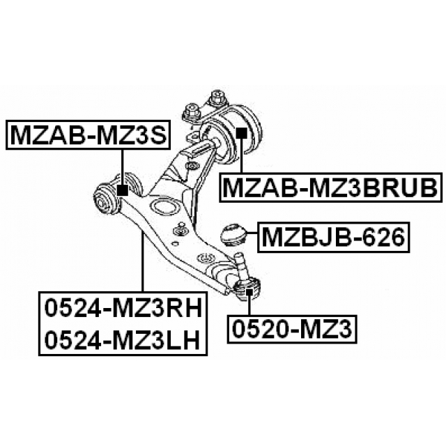 Сайлентблок рычага FEBEST MZAB-MZ3BRUB preview 2