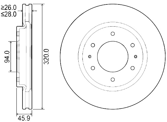 Диск торм. для а/м Mitsubishi Pajero Sport (15-) перед. d=320 (DF 084513) preview 3