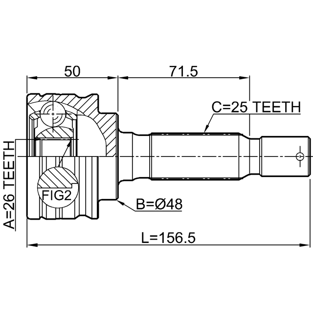 ШРУС наружный задний 26x48x25 MITSUBISHI OUTLANDER CW# 2006-2012 0410-GA2RR preview 2
