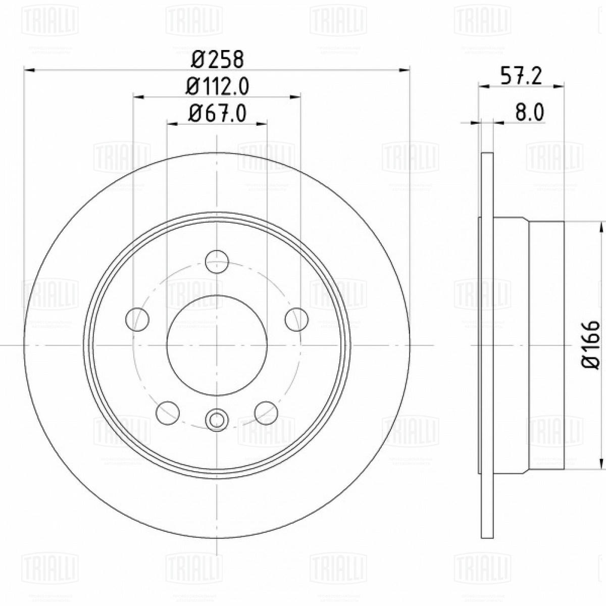 Диск торм. для а/м Mercedes A (W169)/B (W245) (04-) зад. d=258 (окраш.) (DF 250122) preview 3