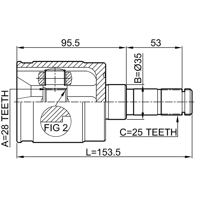 0311-GDLH_ШРУС внутренний левый к-кт! 28x35x25 Honda Civic 01-06 preview 2