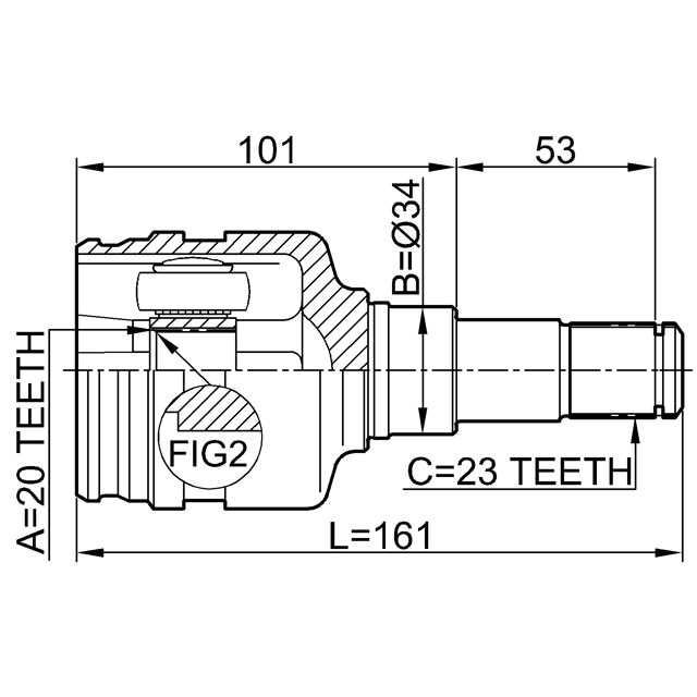 ШРУС ВНУТРЕННИЙ20X34X23 (FEBEST) preview 2