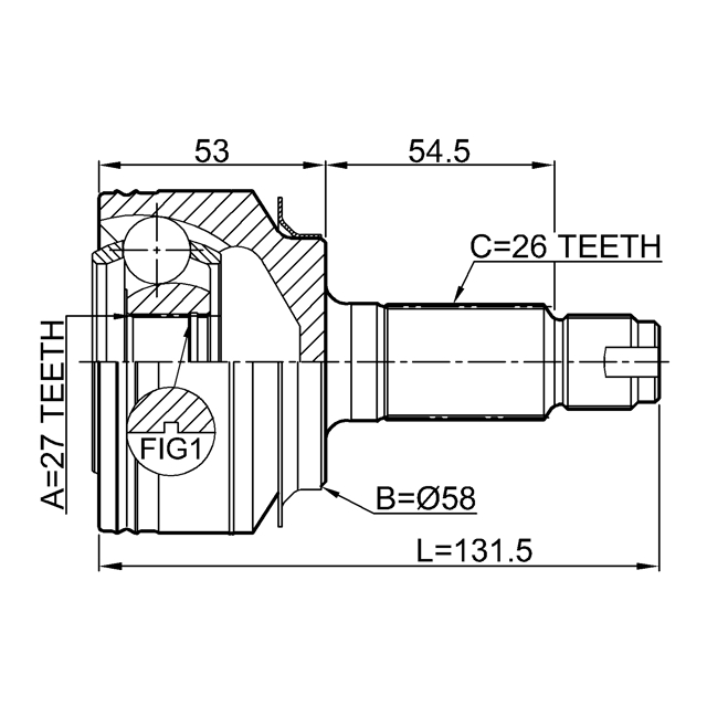 Шрус наружный 27x57.5x26 preview 2