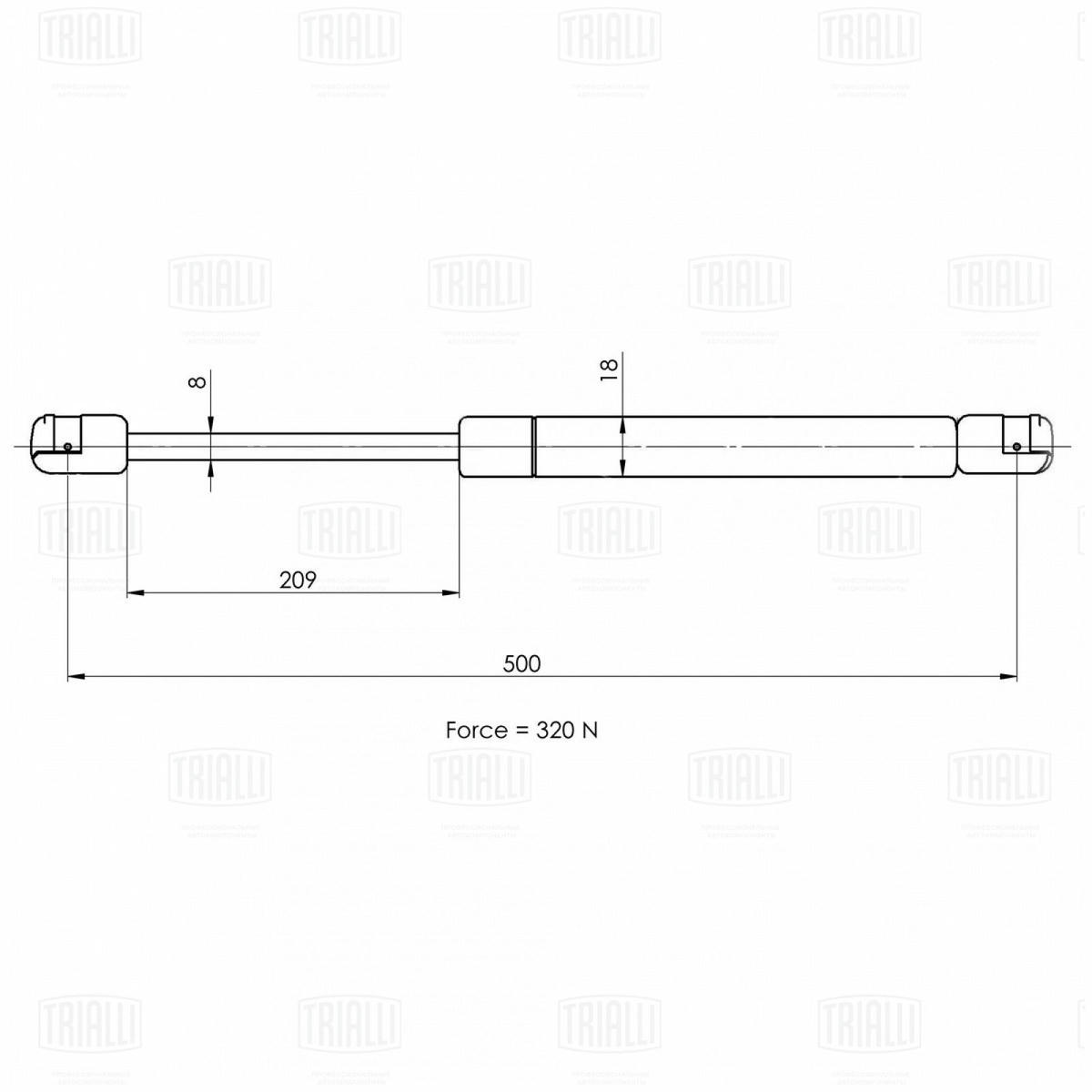 Газовый упор капота TRIALLI GS 1802 preview 2