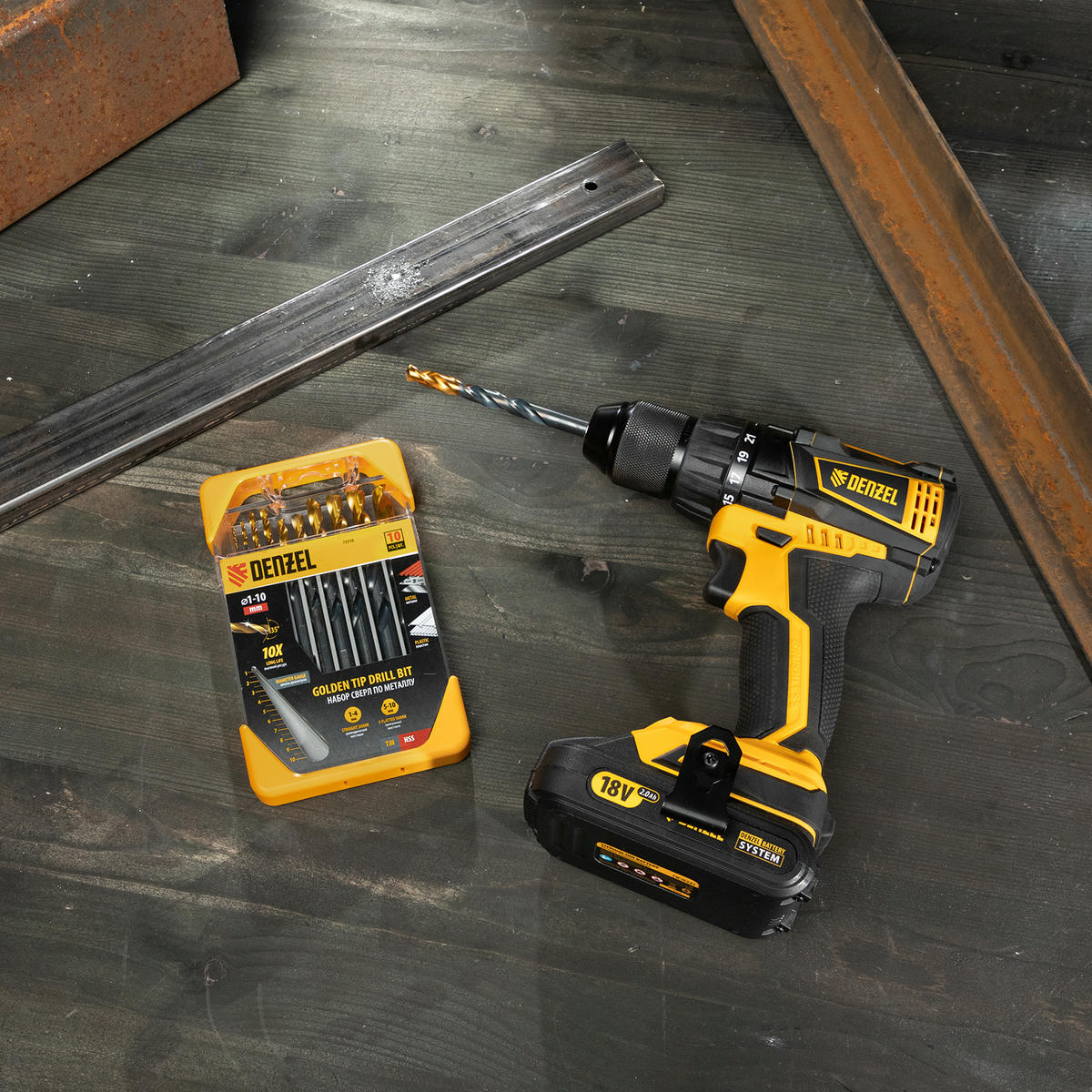 Набор сверл по металлу 1,5-6,5 мм, HSS-Tin, Golden Tip, 10шт Denzel preview 8