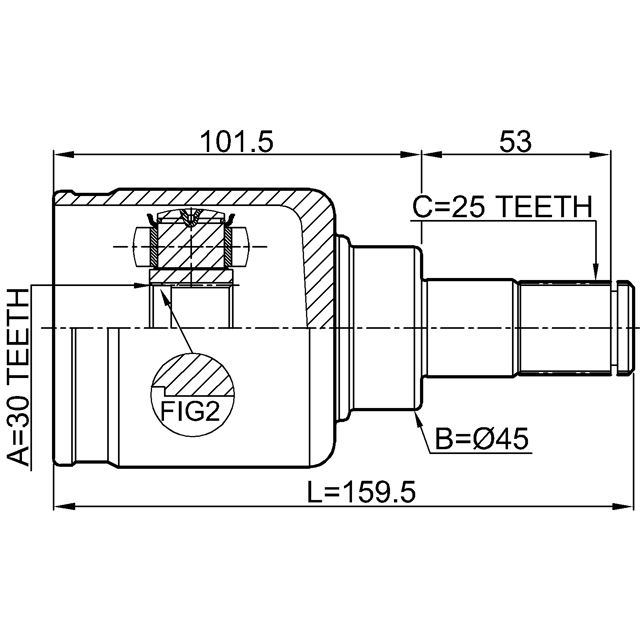 Шрус внутренний левый 30X45X25 preview 2
