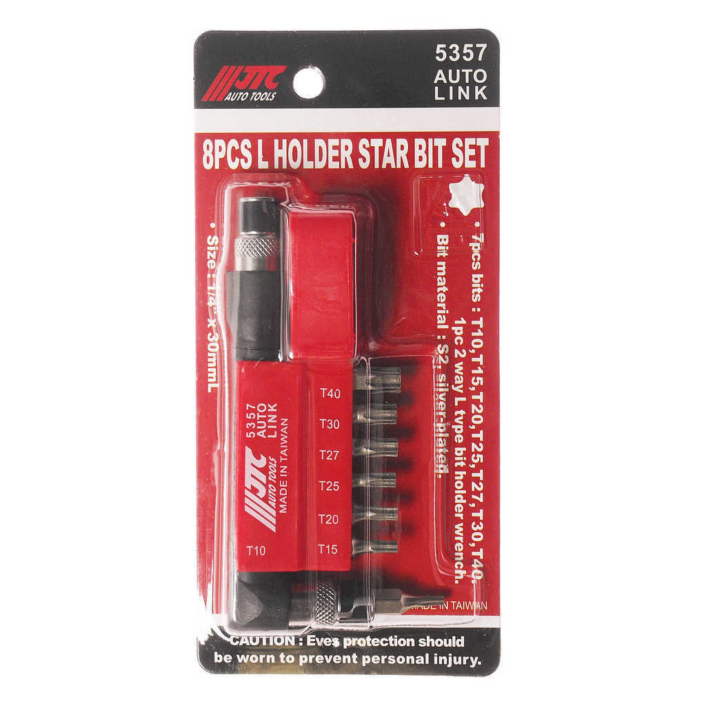 Набор вставок 1/4" торкс T10-T40 с Г-образным держателем 8пр JTC preview 1