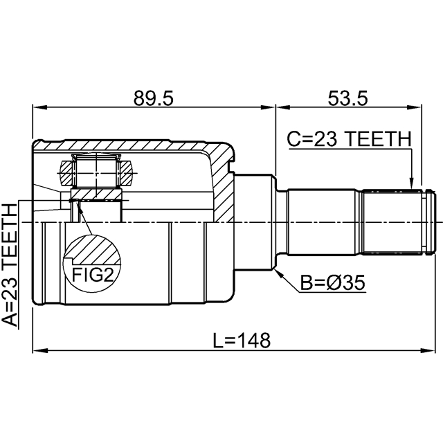 Шрус внутренний задний 23x35x23 preview 2