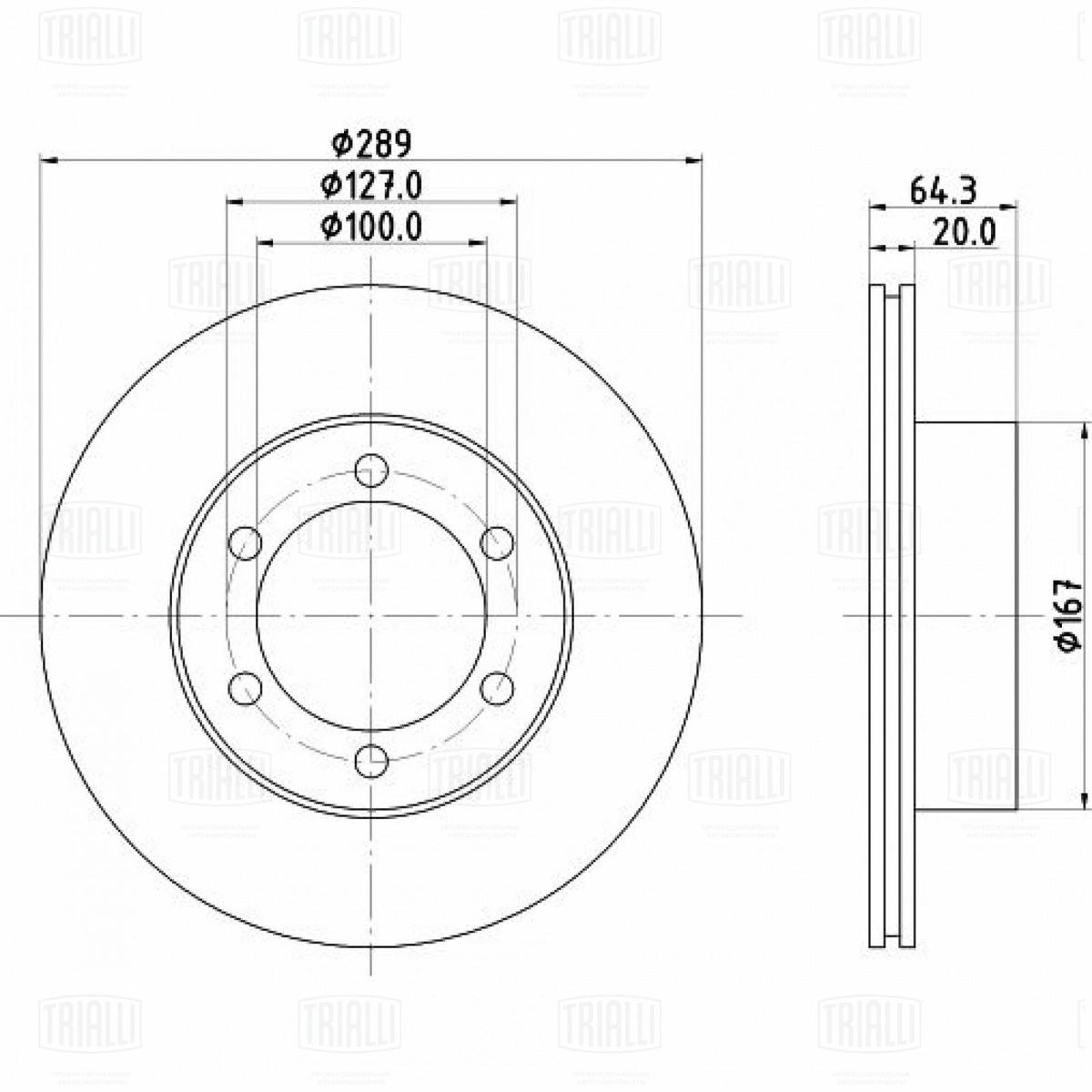 Диск торм. для а/м Great Wall Safe (02-)/Toyota 4Runner (84-)/Hilux (88-) перед. d=289 (DF 117410) preview 3