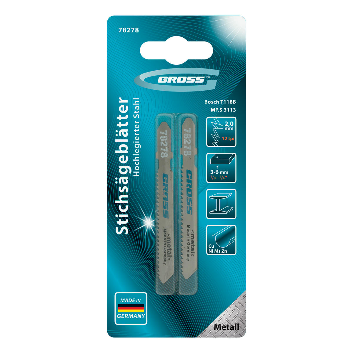 Полотна для электролобзика  по металлу, 2 шт.( 3111 - T118В ) // GROSS preview 5