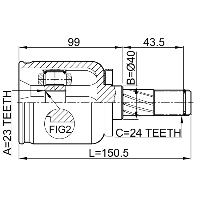 ШРУС внутренний FEBEST 0211-P12QG16 preview 2