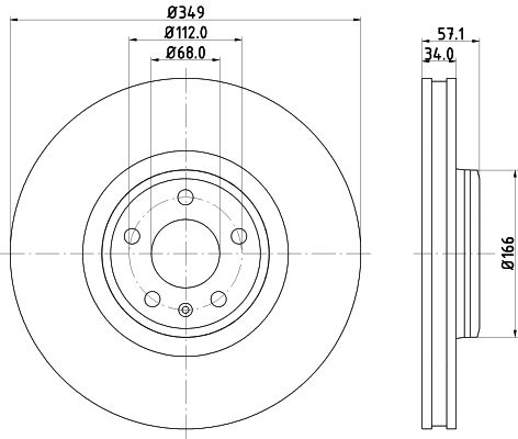 Диск торм. для а/м Audi A4 (16-)/A5 (16-)/Q5 (18-)/Q7 (15-) перед. d=349 (окраш.) (DF 185112) preview 3