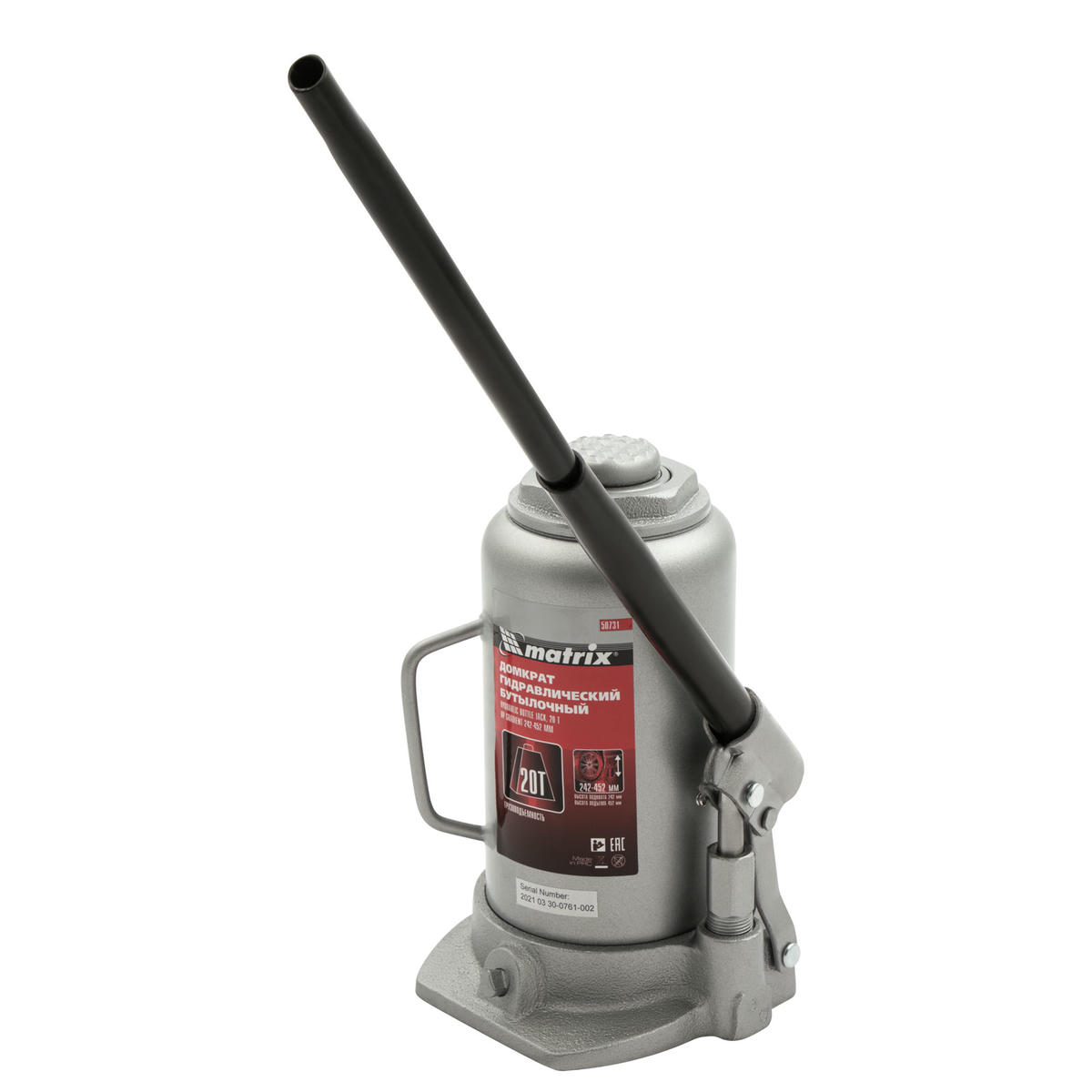 Домкрат гидравлический бутылочный, 20 т, h подъема 242-452 мм MATRIX 50731 preview 7