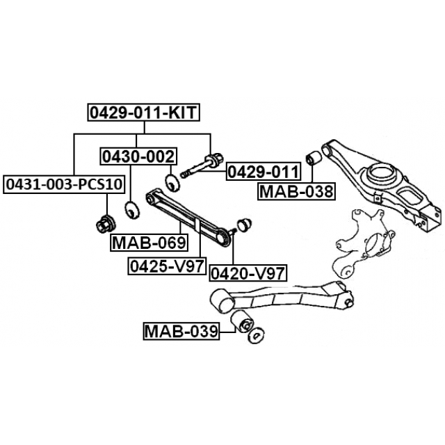 Болт с эксцентриком ремкомплект MITSUBISHI MONTERO V97W 2007.09- FEBEST 0429-011-KIT preview 2