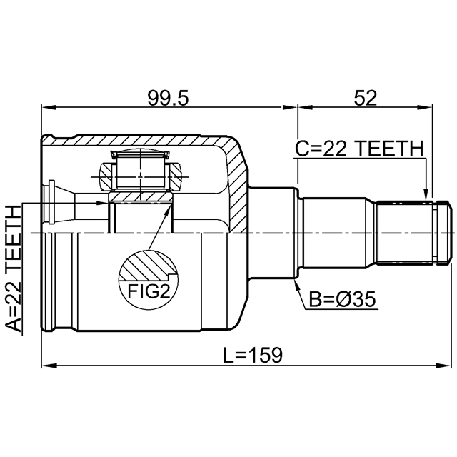 Шрус внутренний правый 22x35x22 preview 2
