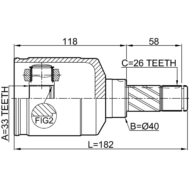 Шрус внутренний левый 33X40X26 preview 2