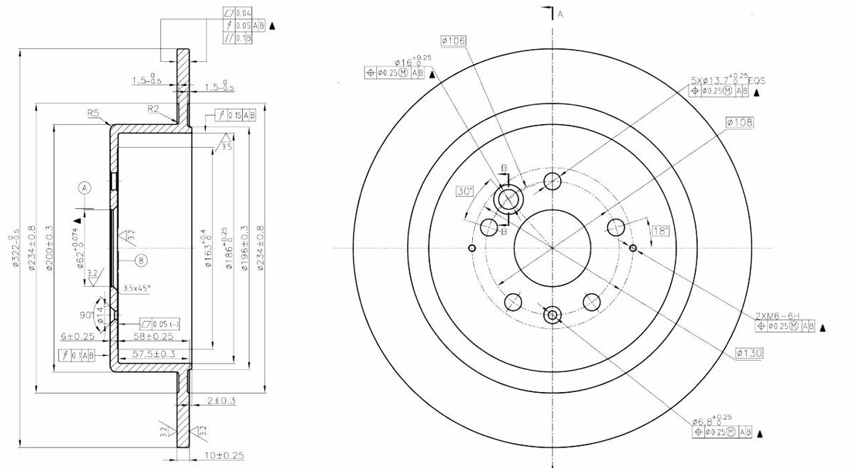 Диск торм. для а/м Chery Tiggo 5 (14-) зад. d=322 (DF 051310) preview 3