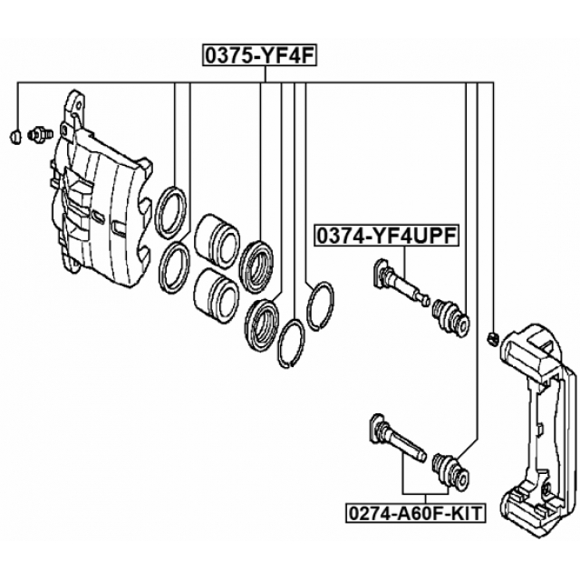 Ремкомплект суппорта тормозного переднего HONDA PILOT YF4 2009-2015 FEBEST 0375-YF4F preview 2