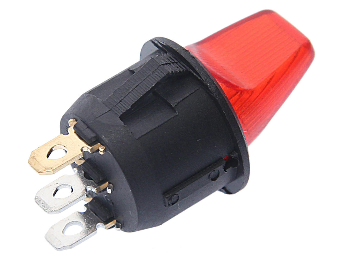 Выключатель клавишный круглый 12V 16А ON-OFF красный с подсветкой REXANT preview 1