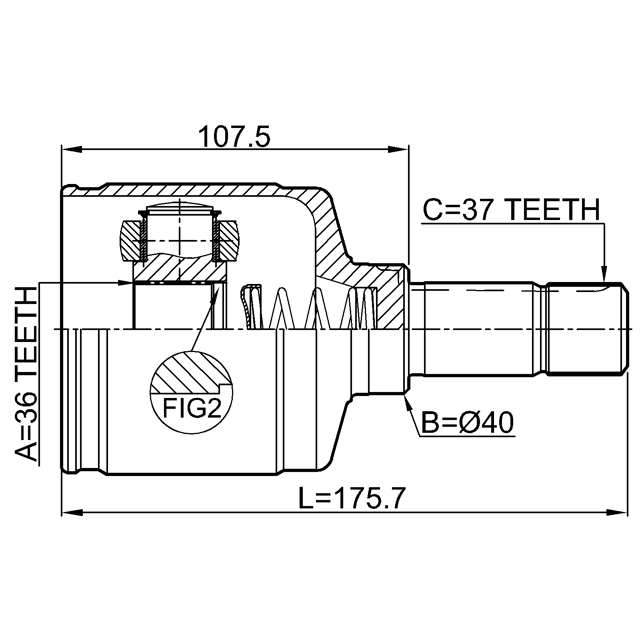 ШРУС ВНУТРЕННИЙ ЛЕВЫЙ 36X40X37, шт preview 2