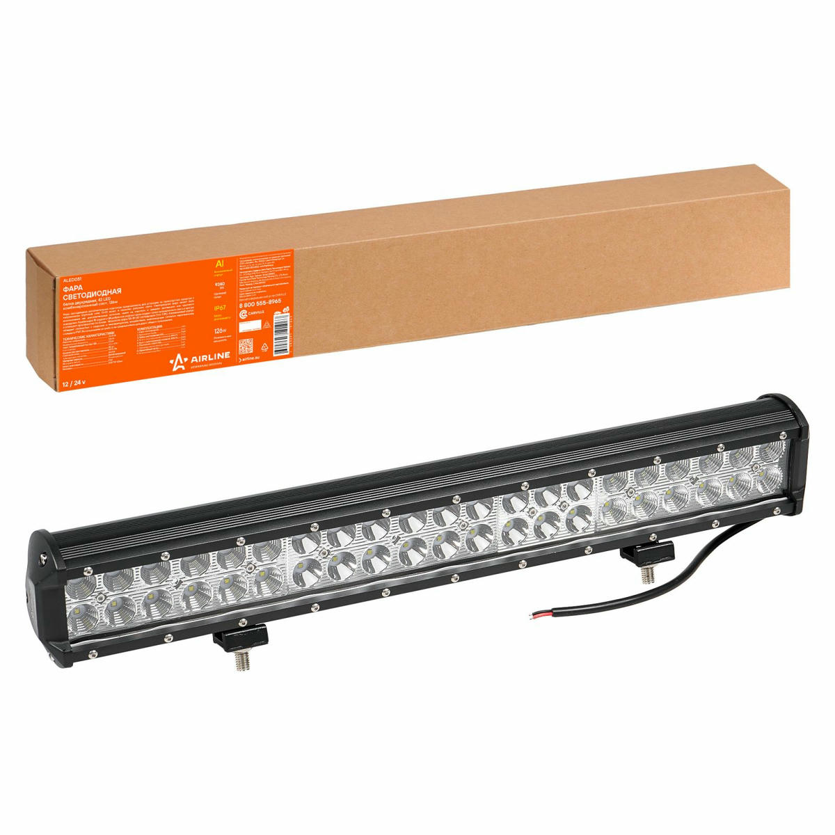 Фара светодиодная (балка) двухрядная, 42LED комбин.свет, 126W (505х78х65) 12/24V (ALED051) preview 1